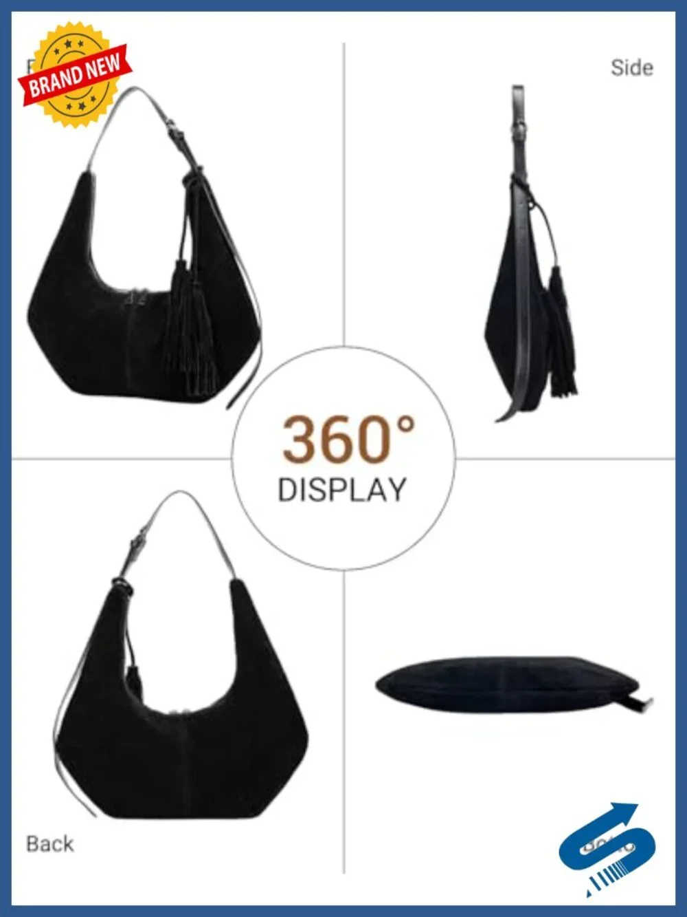 Faux Suede Tassel Hobo Shoulder Bag Crossbody Purse with Adjustable Strap